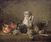 Jean Baptiste Simeon Chardin Pomegranate Grape glass knife oil painting reproduction
